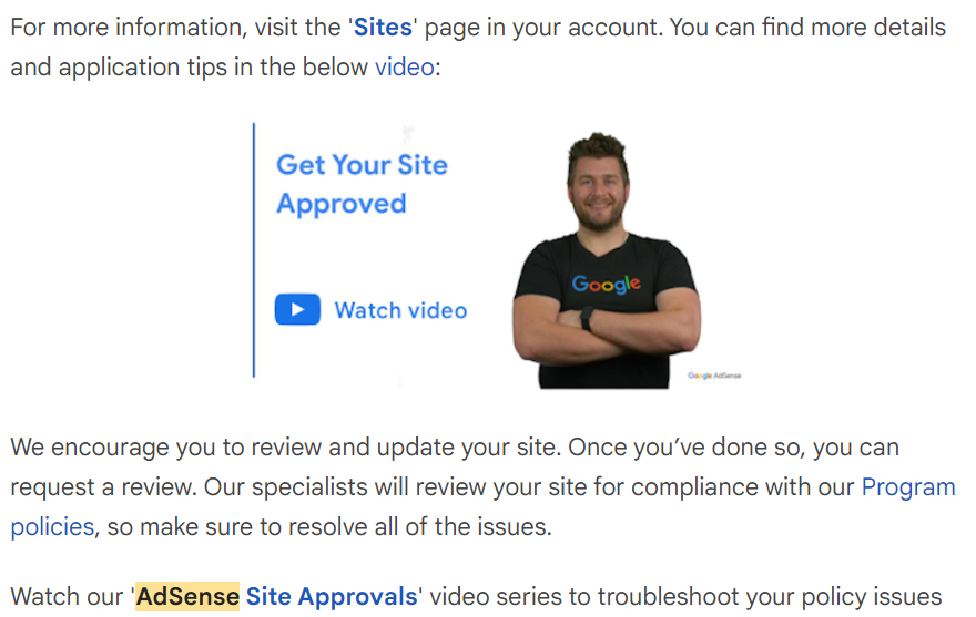adsense approval rejected